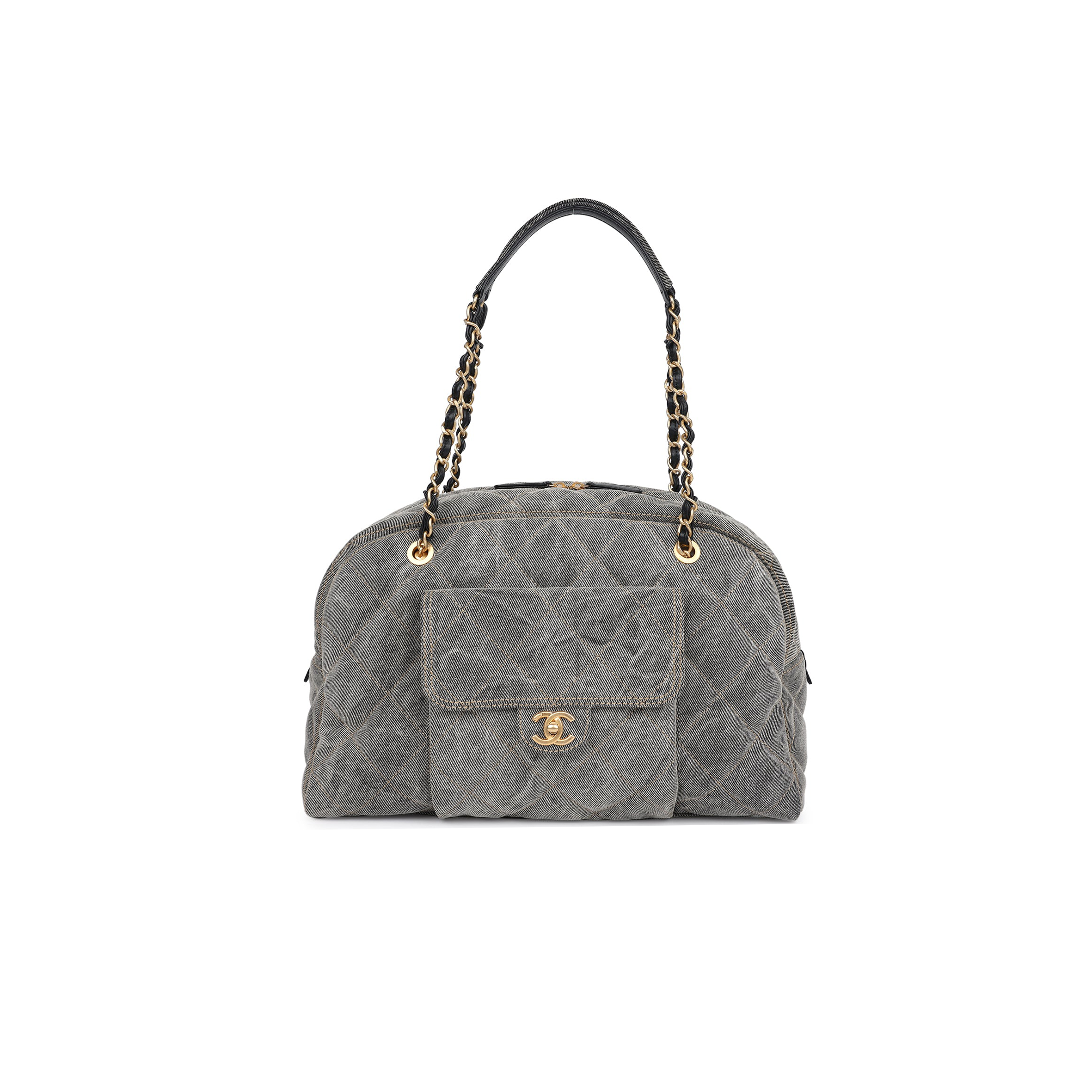 Ch*el master 24a small denim bowling bag as4905 (33*21*14.5cm)